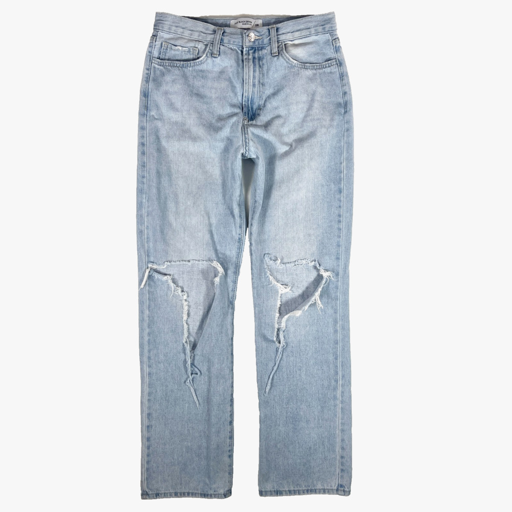 JUST BLACK DENIM Distressed Dad Jean 28 High Rise Straight Leg 90s Grunge Skater